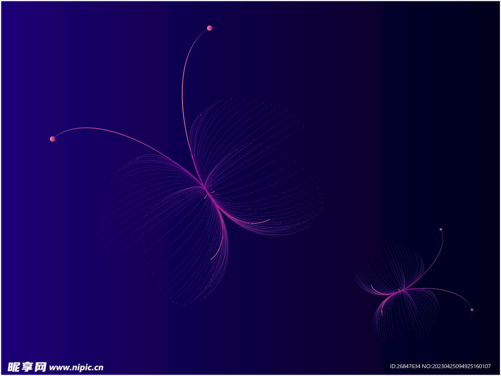 线条蝴蝶橙粉色渐变