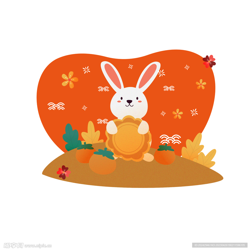 中秋节月饼兔子素材