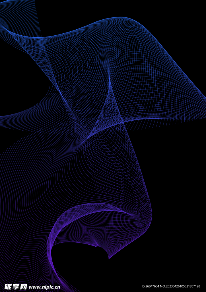 飘逸线条蓝紫飘带