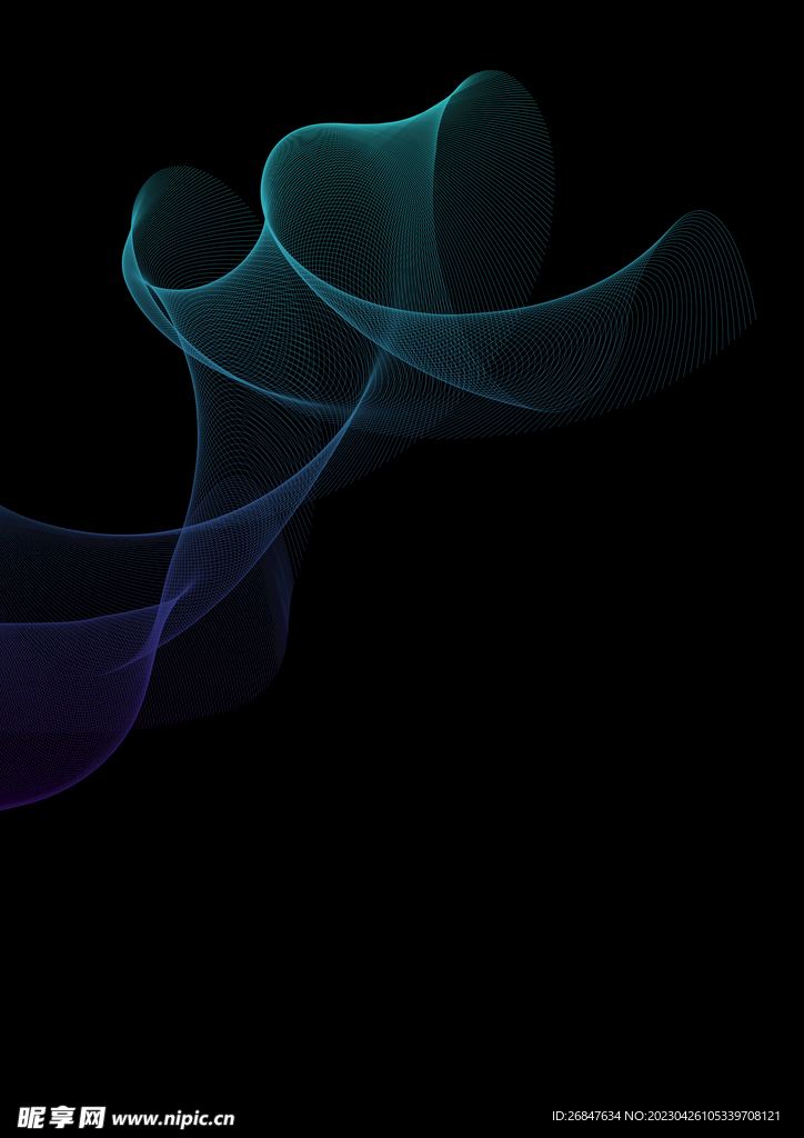 飘逸线条绿紫渐变