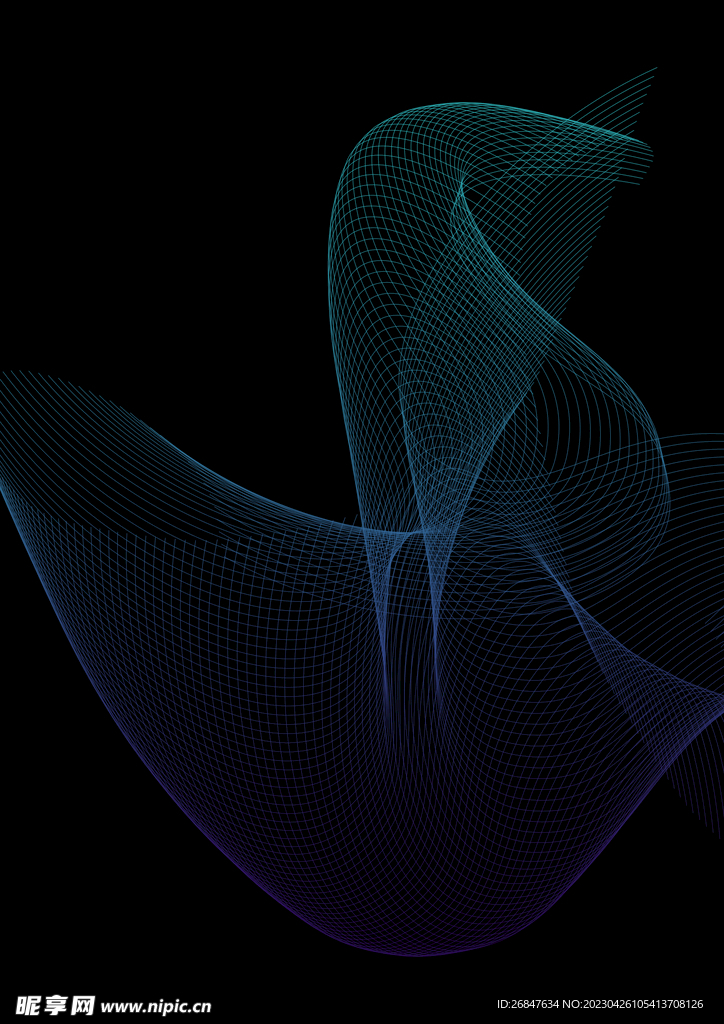 飘逸线条紫蓝渐变