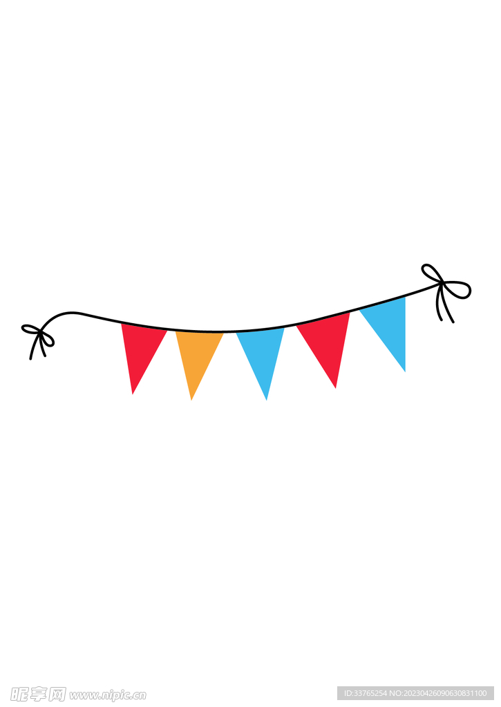 手绘儿童节彩旗