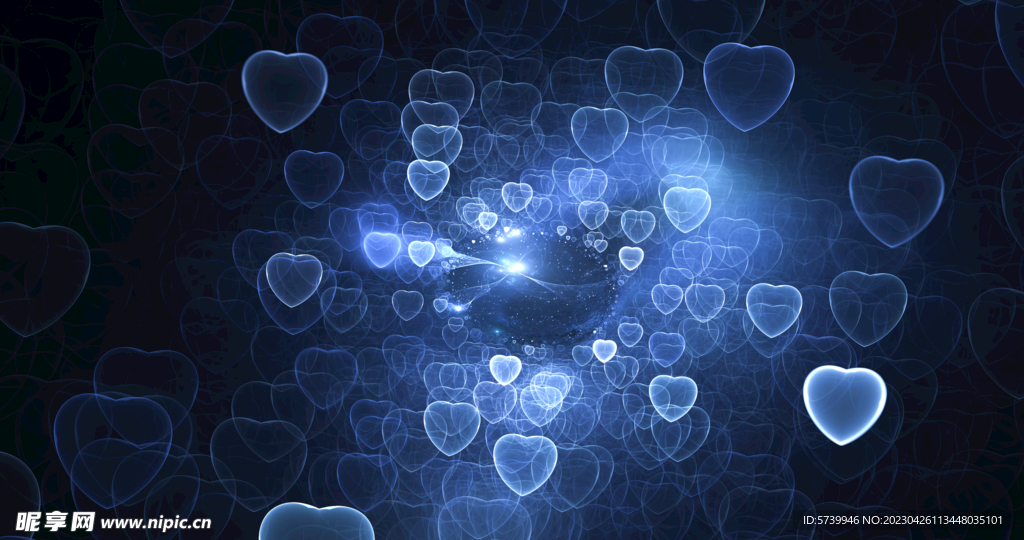 蓝色爱心星光粒子舞台背景