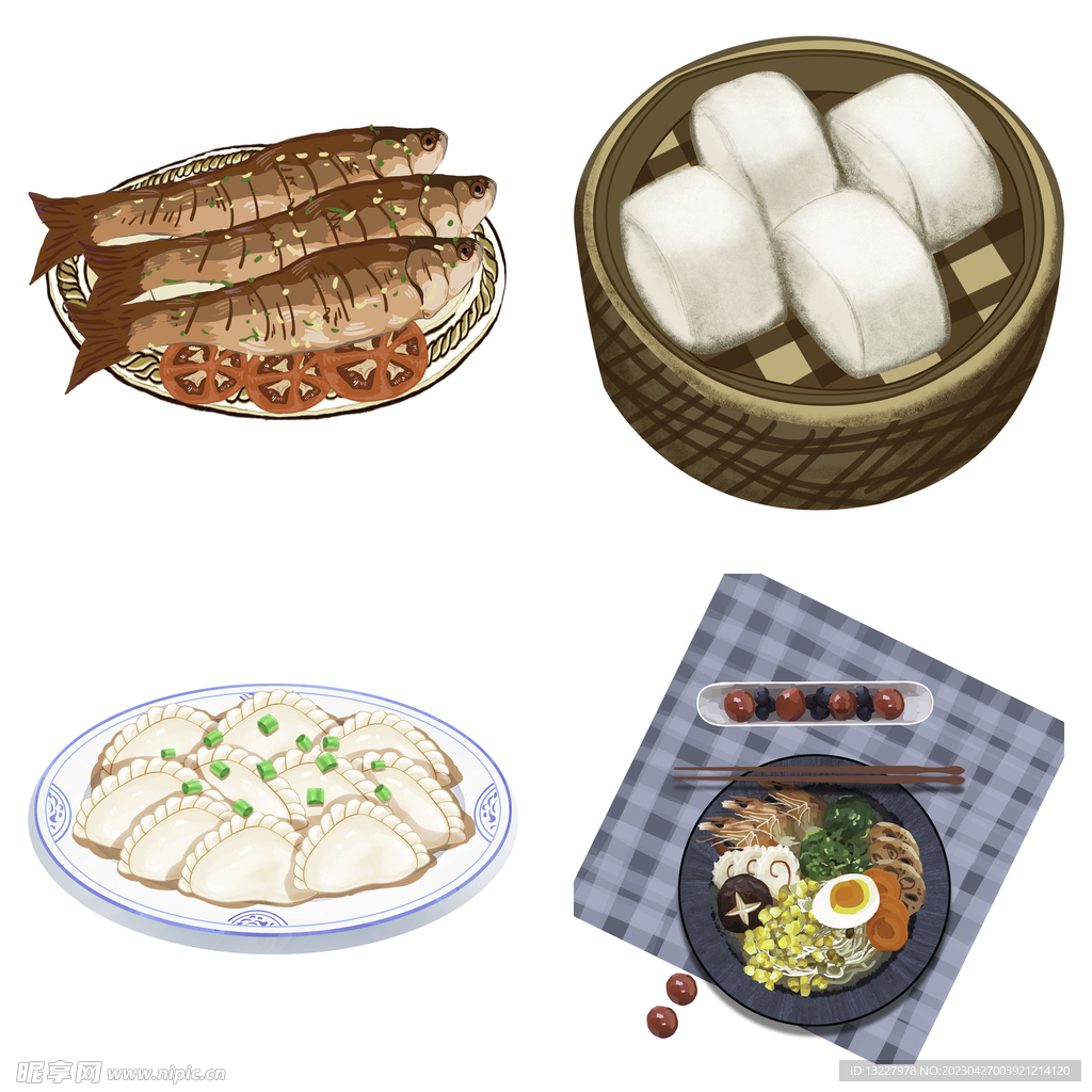 手绘卡通川菜背景素材