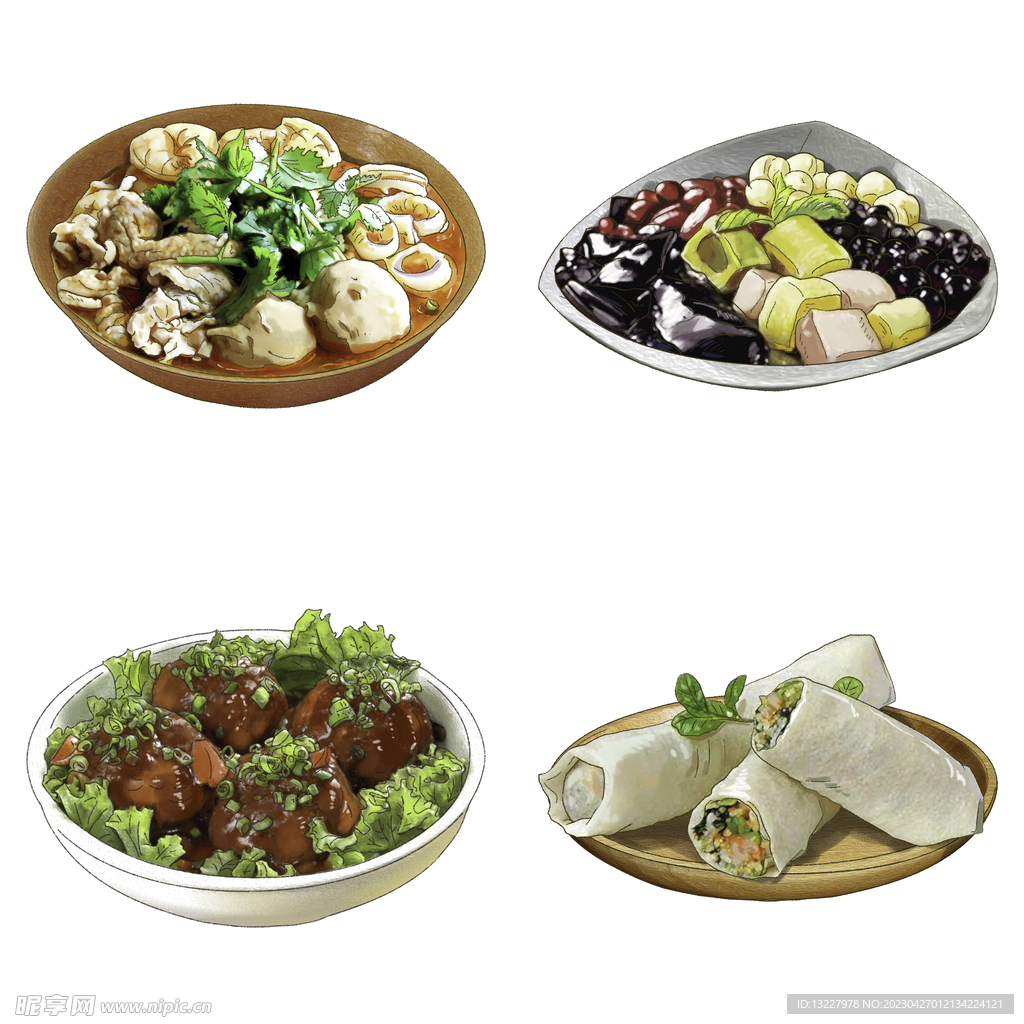 手绘卡通川菜背景素材