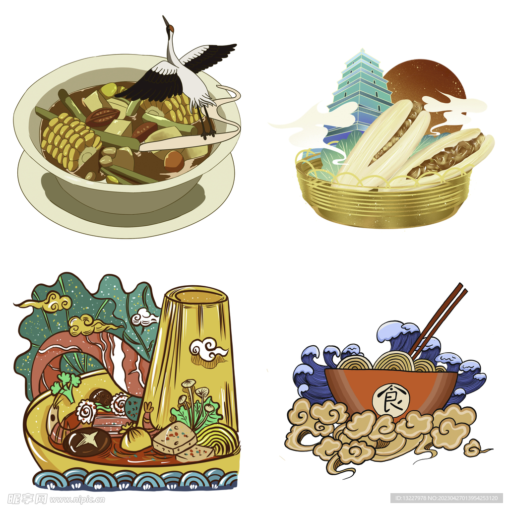 国潮卡通菜肴川菜