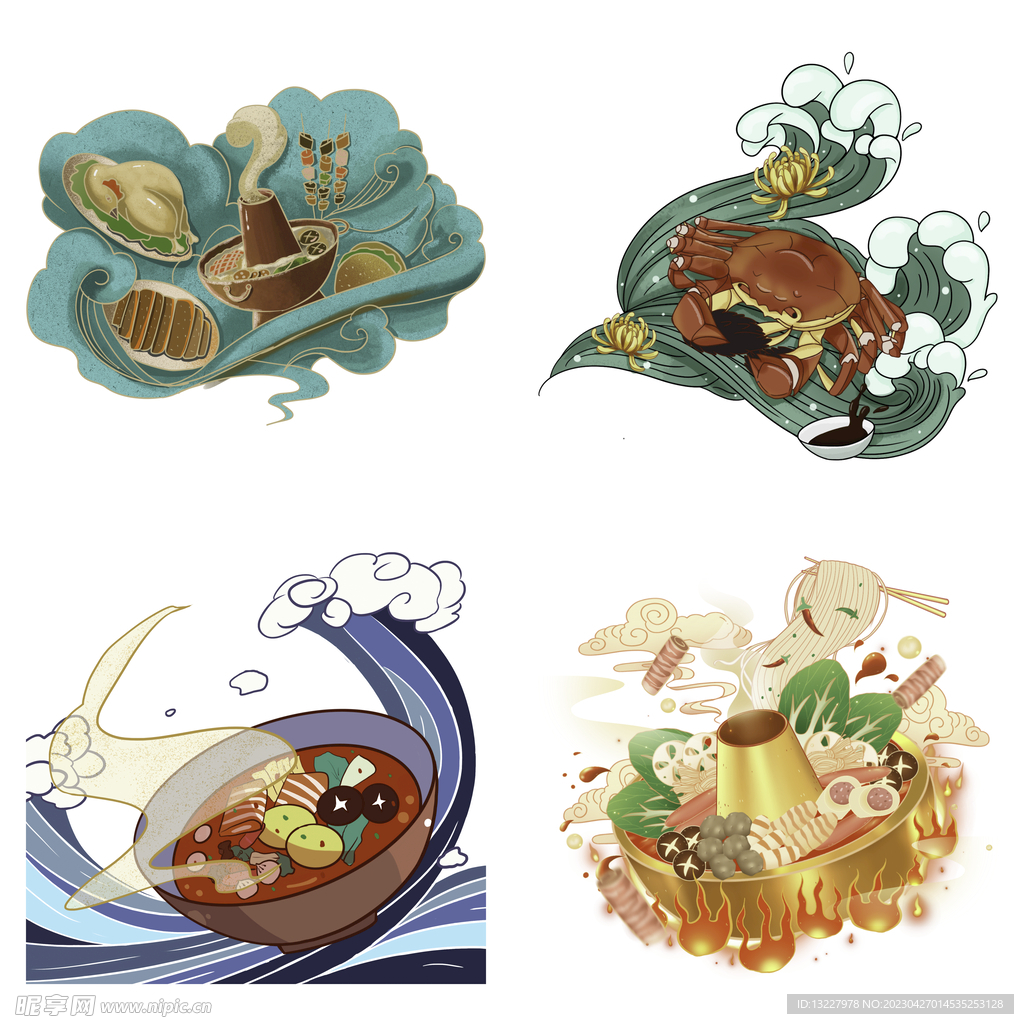 国潮卡通菜肴川菜