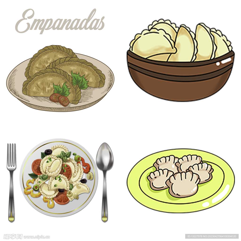 卡通水饺蒸饺煎饺包饺子吃饺子