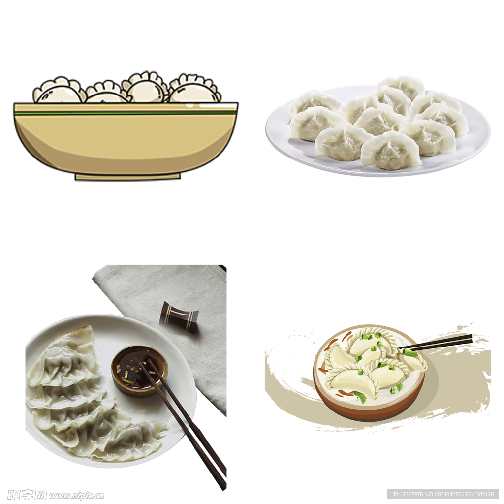 卡通水饺蒸饺煎饺包饺子吃饺子