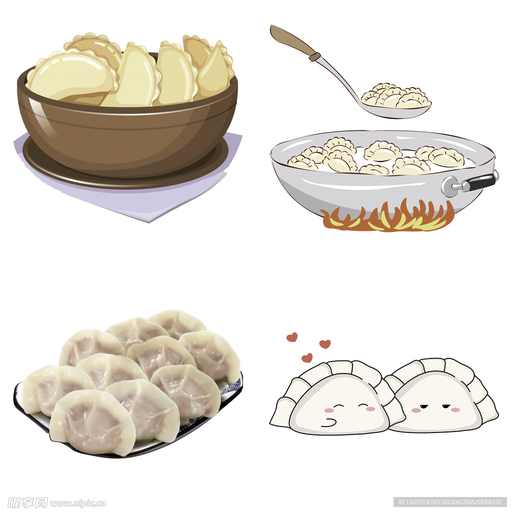 卡通水饺蒸饺煎饺包饺子吃饺子