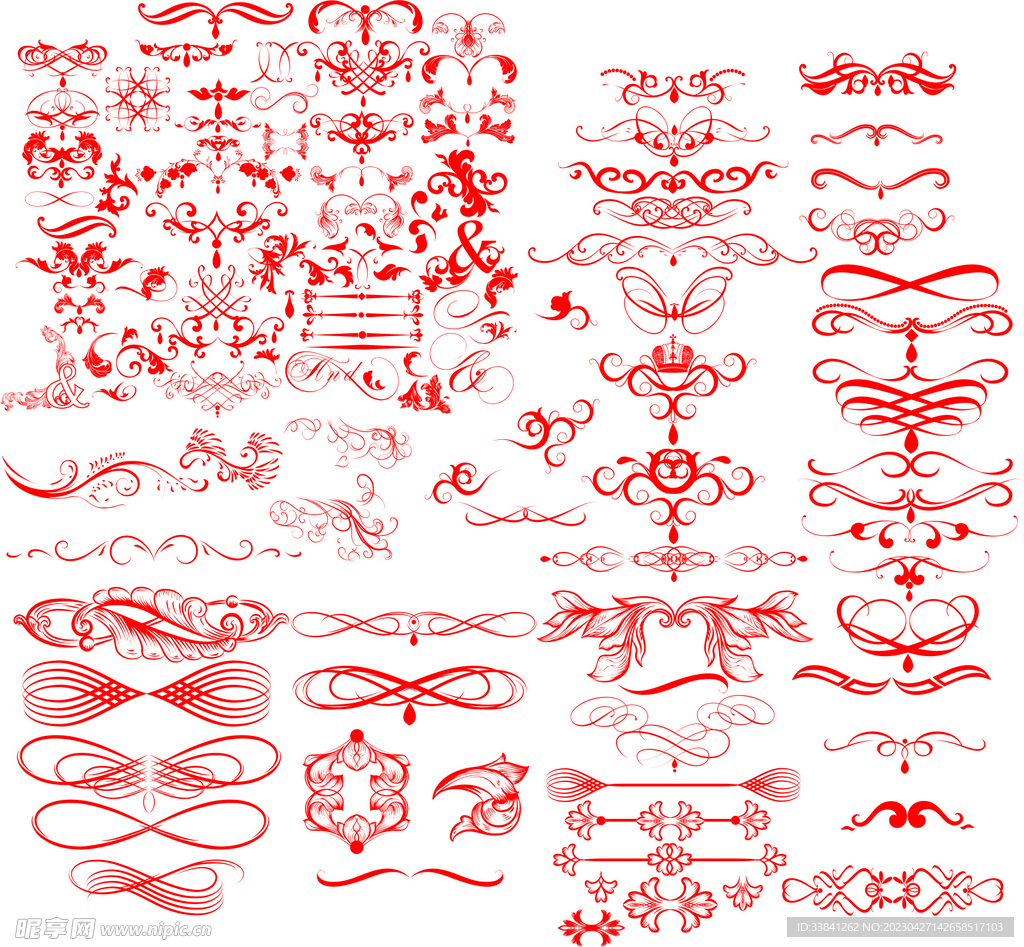 矢量花边花纹古典