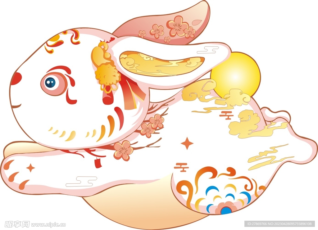 国潮手绘卡通兔子