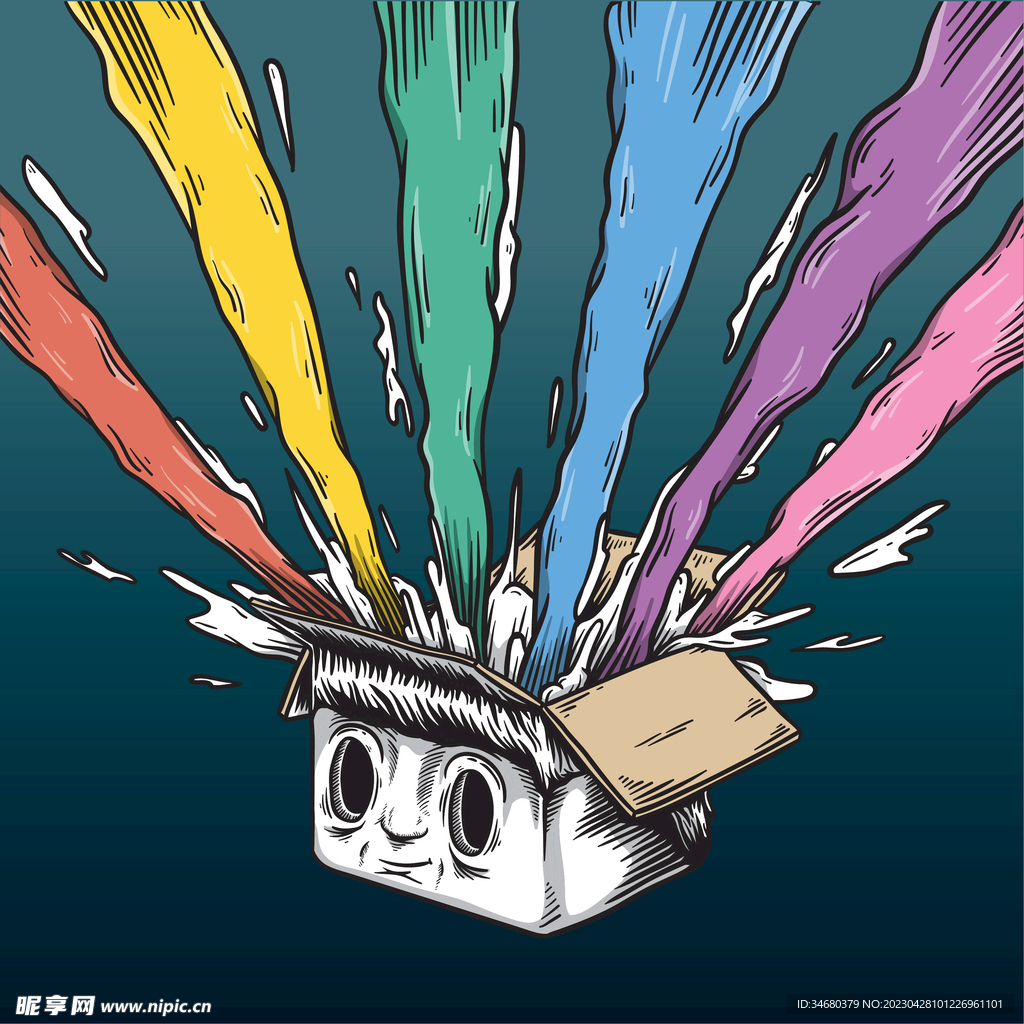 礼盒彩虹矢量插画