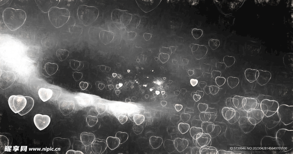 黑白格调爱心粒子