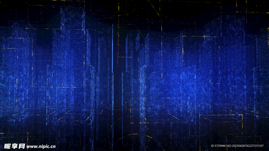 蓝色科技城市全息背景图片