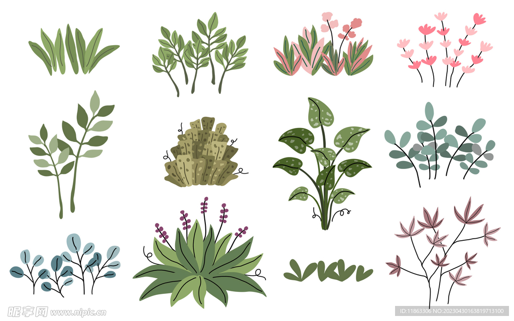 花卉草丛ai矢量设计源文件