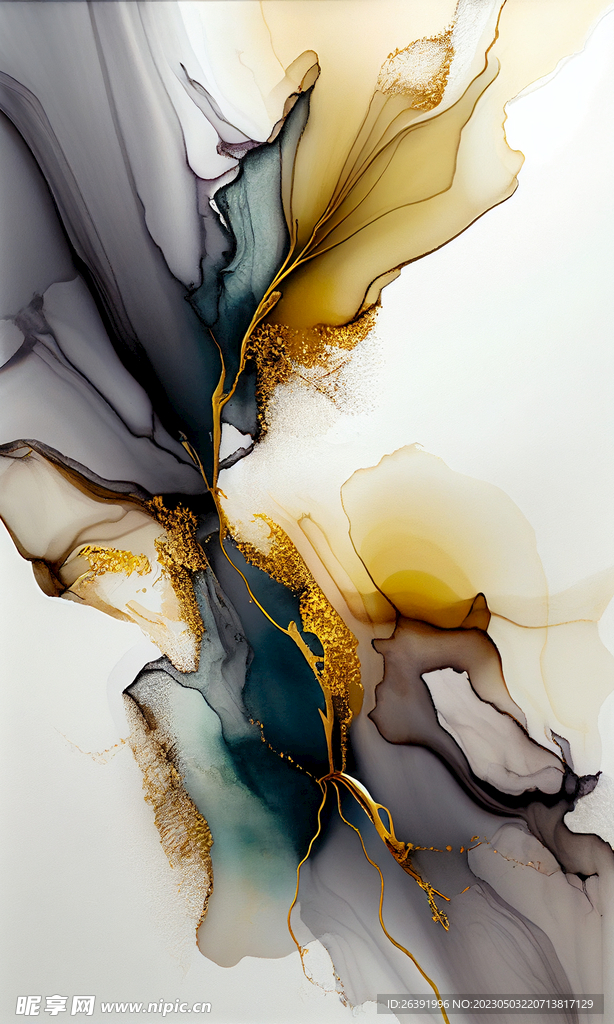 酒精墨水抽象流体艺术金莎淡灰青