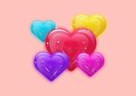 彩色果冻质感爱心