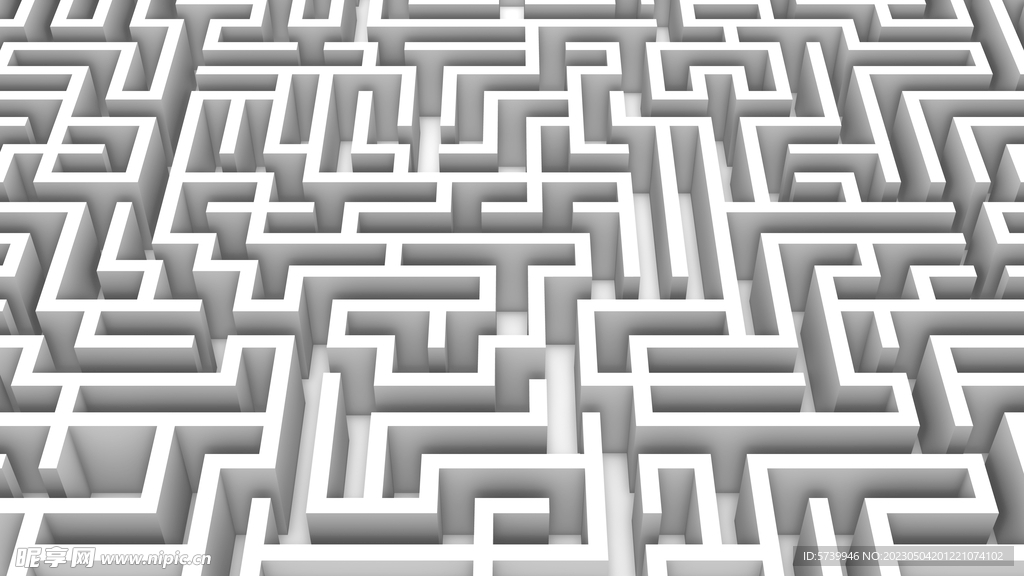 白色迷宫多边形墙体几何背景图片