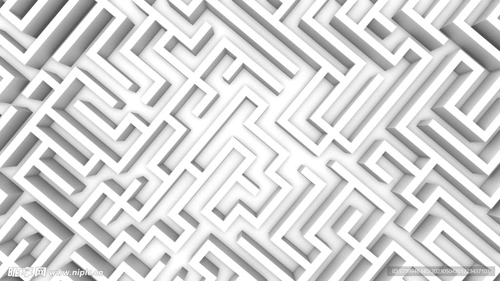 白色迷宫多边形墙体几何背景图片