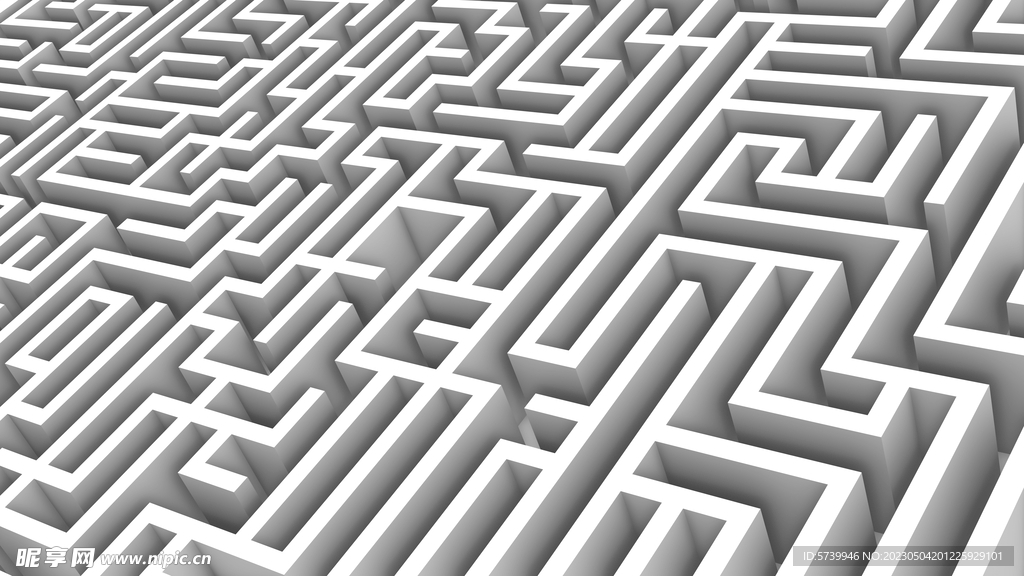 白色迷宫多边形墙体几何背景图片