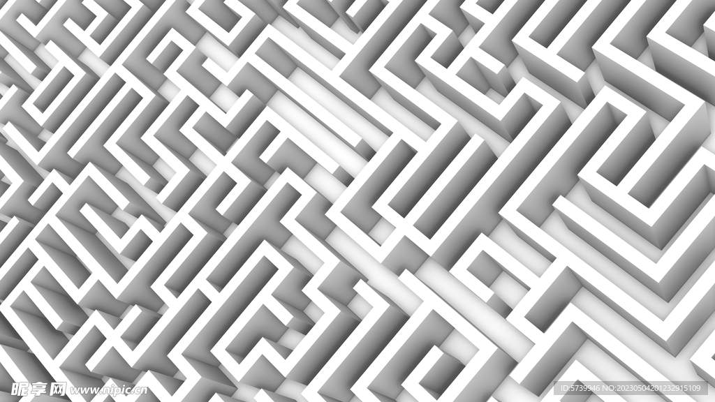 白色迷宫多边形墙体几何背景图片