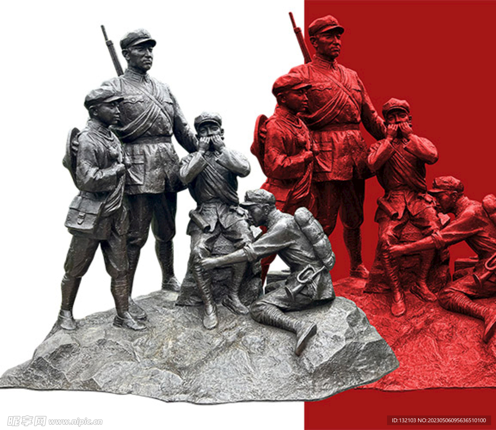 红色雕像分层扣图