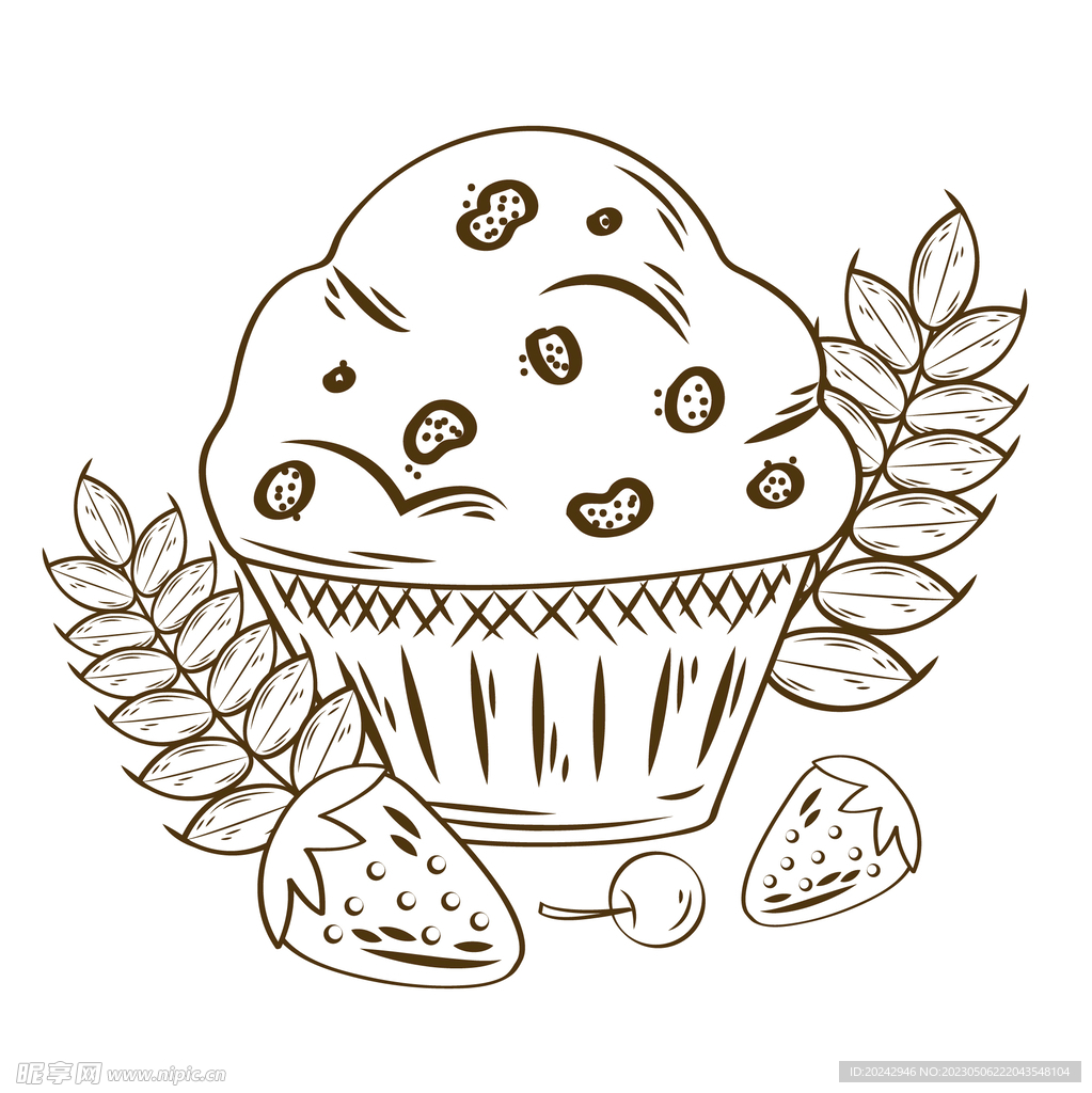 杯装蛋糕线稿