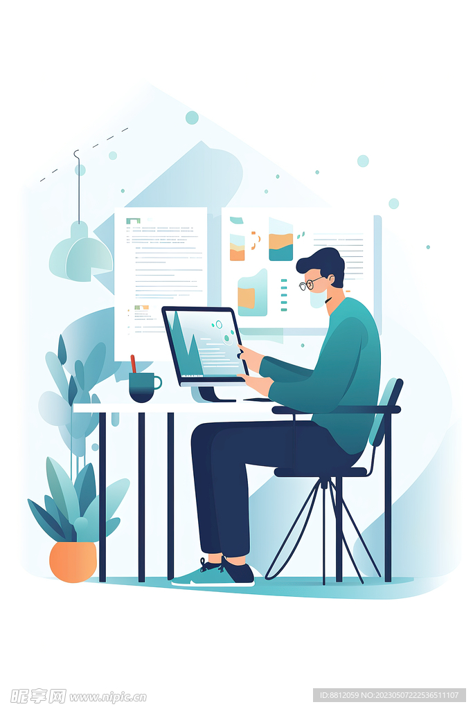 办公室工作扁平插画配图