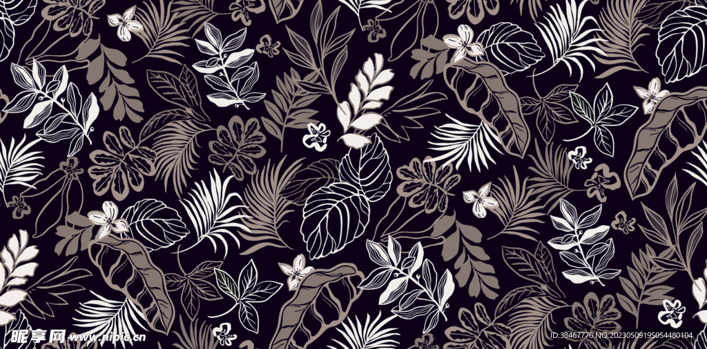 黑底树叶花