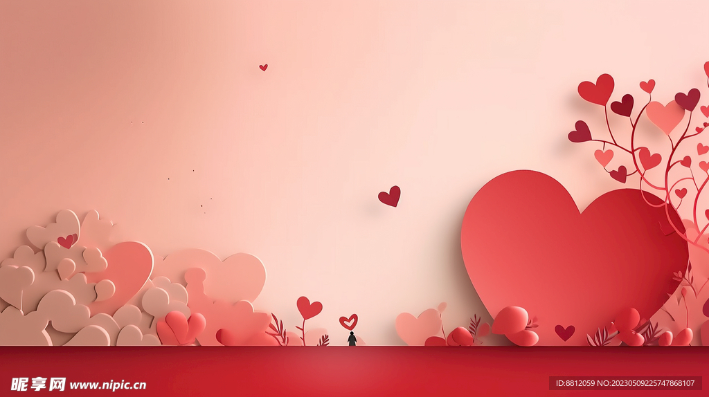 浪漫情人节红色爱心背景