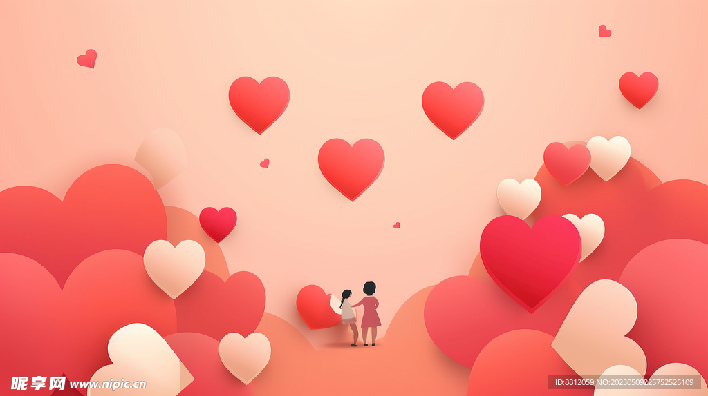 浪漫情人节红色爱心背景