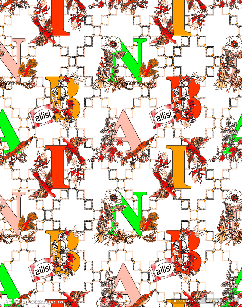 大牌几何抽象 花鸟