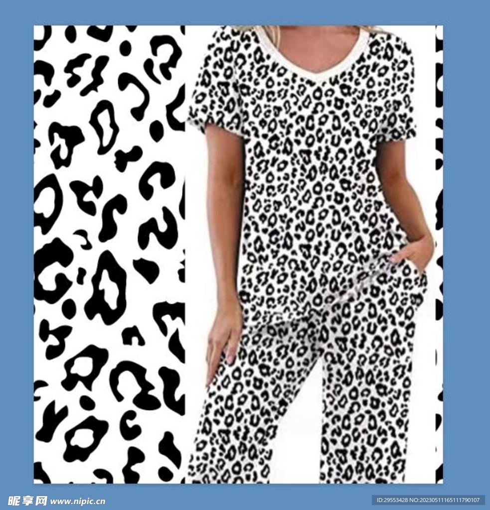 无缝黑白牛奶丝豹纹