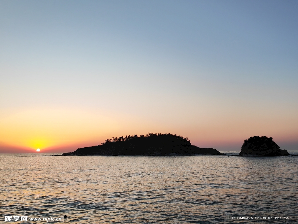  小石岛  日落