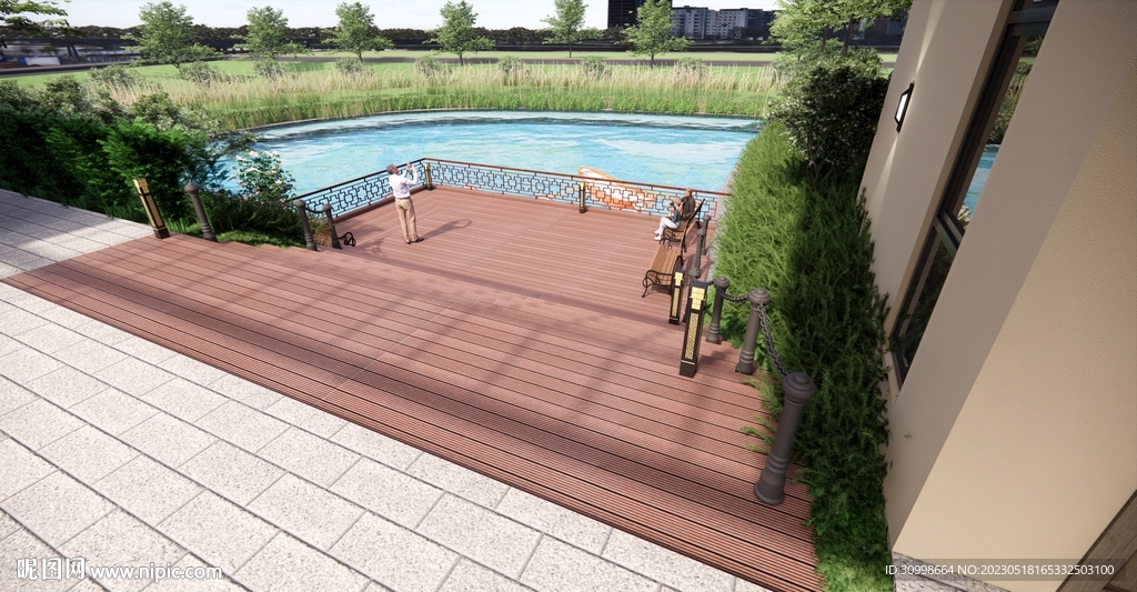 人工湖码头效果图