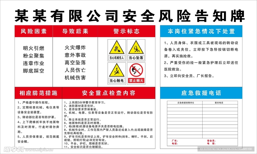 安全风险告知牌