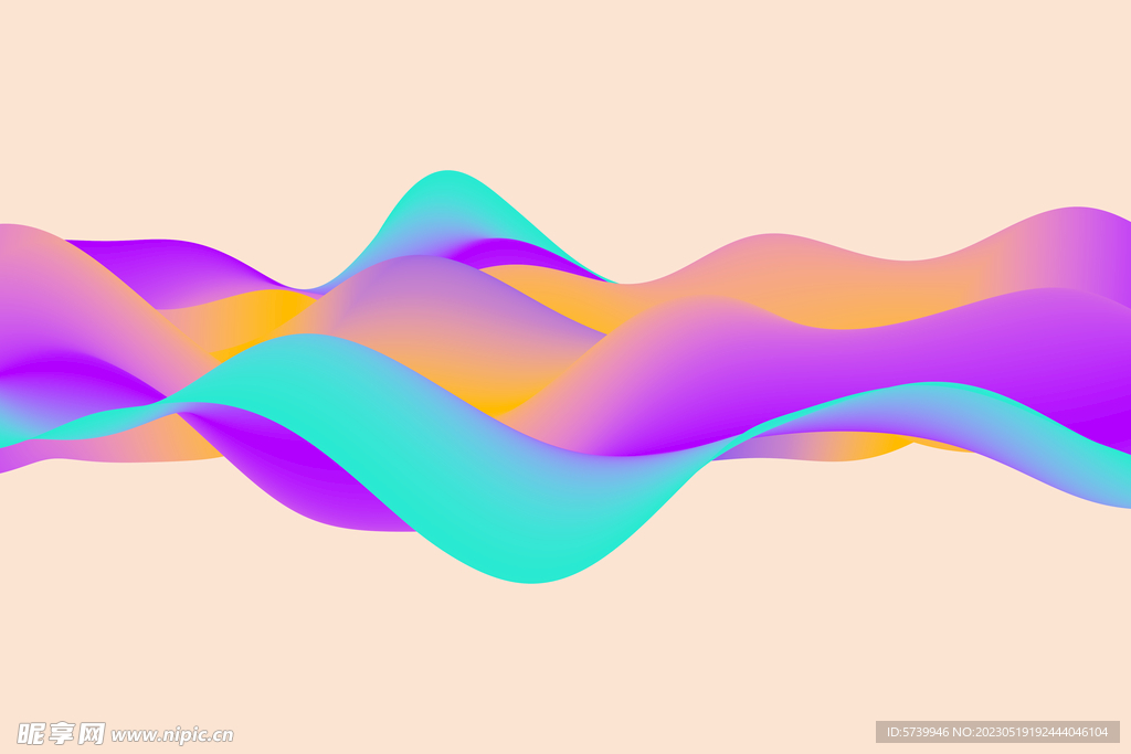 炫彩渐变液体流动波纹曲线背景图