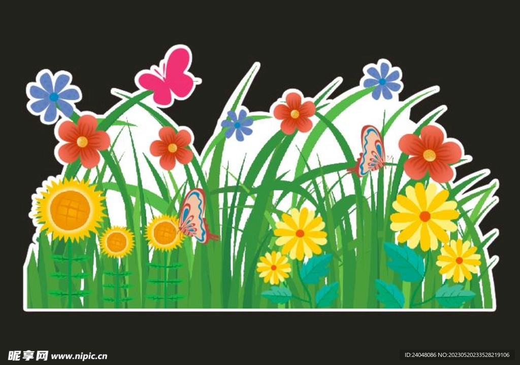 幼儿园背景板草丛