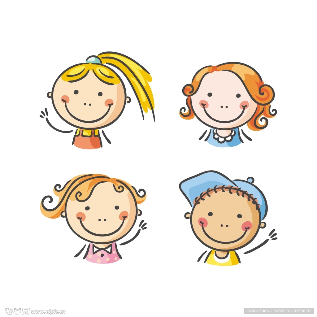 儿童头像插画  