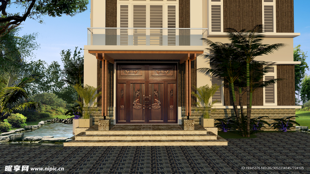 新中式庭院大门图片