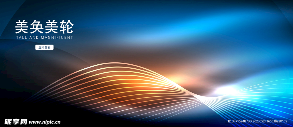 蓝色金色线条互联网科技通屏轮播