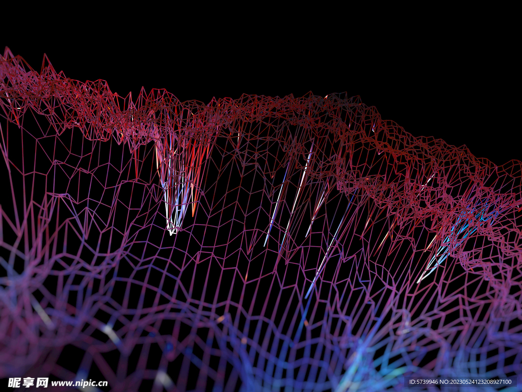 波浪线网格科技素材图片