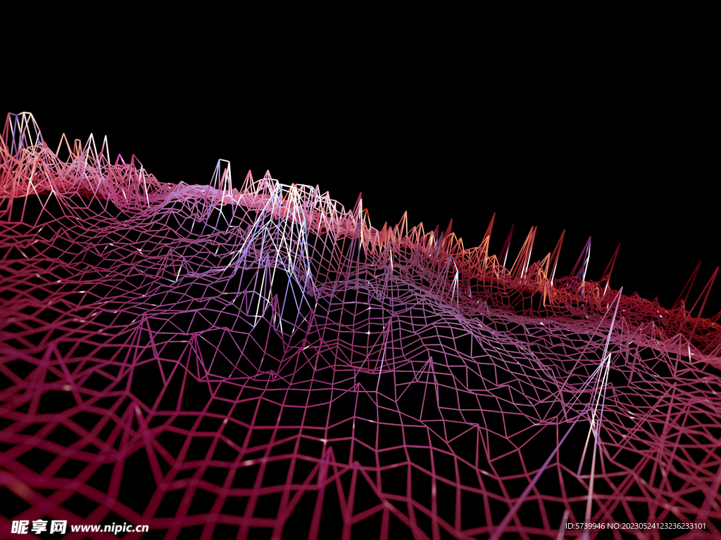 红色波浪线科技素材图片