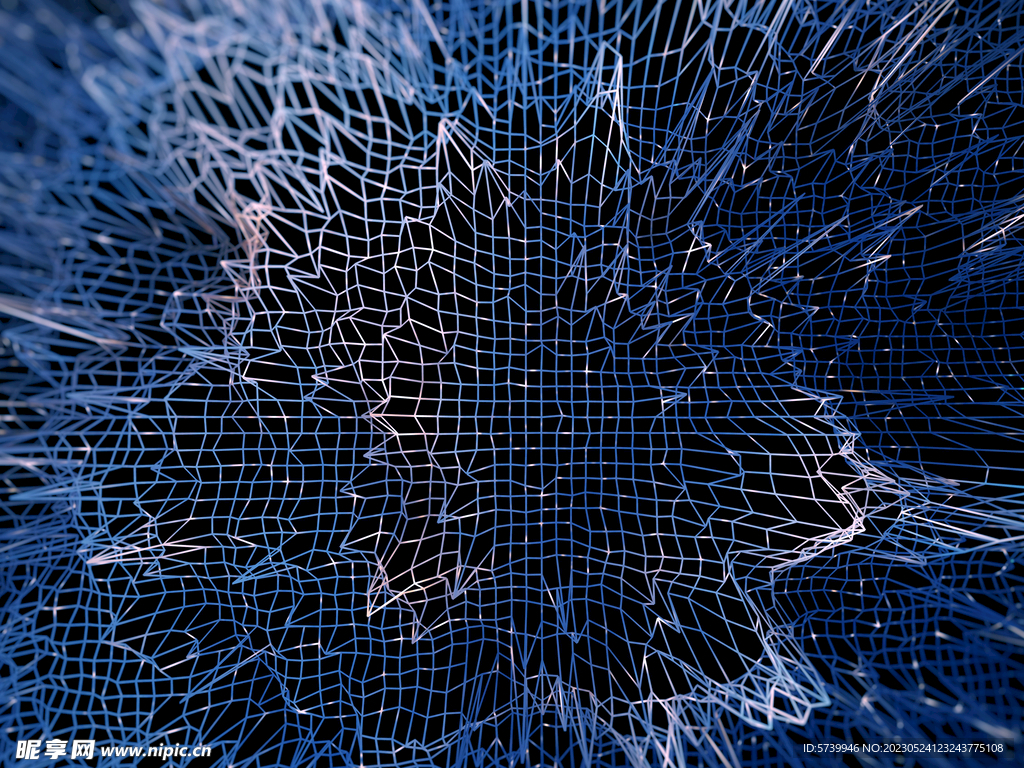 蓝色波浪线科技素材图片