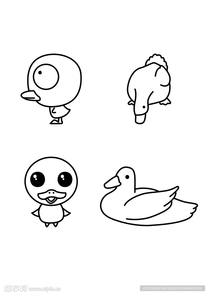 手绘简笔鸭子