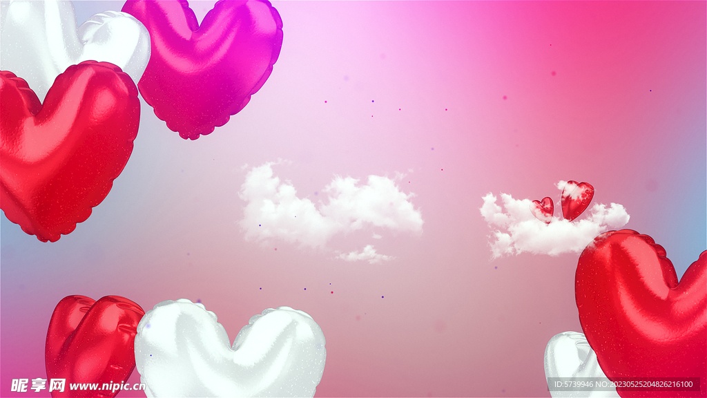 爱心气球浪漫情人节背景
