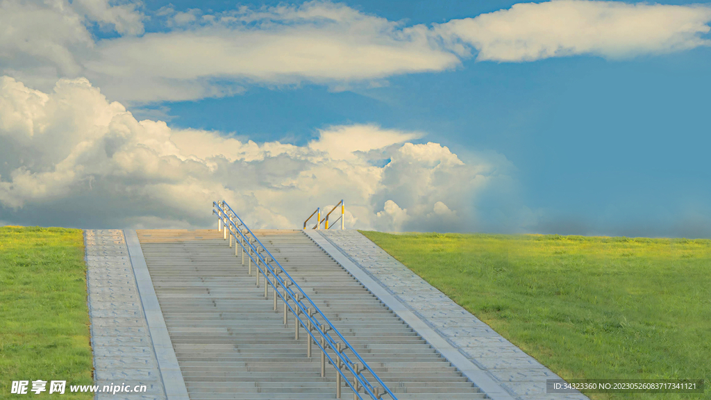 青绿色坡道1080P护眼壁纸