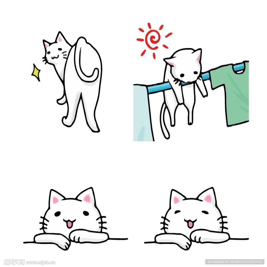 手绘猫咪插画 