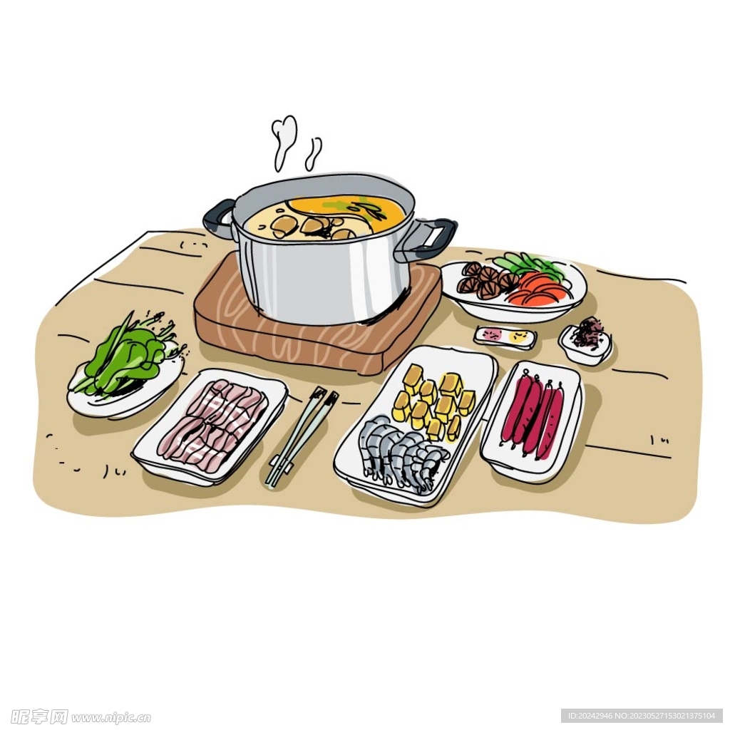 火锅插画 